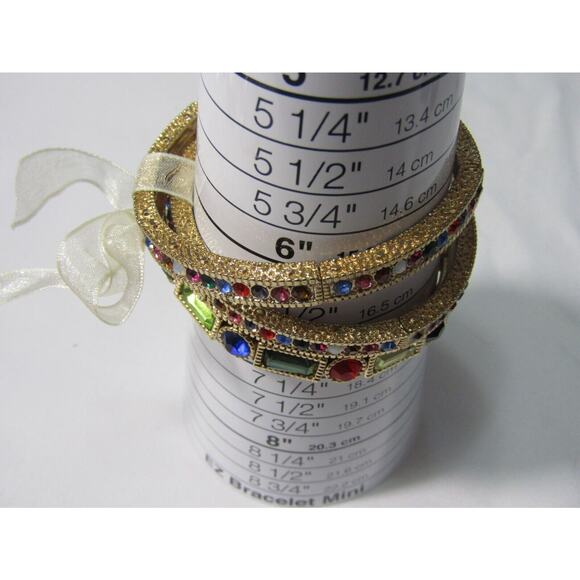 Multi Color Gold Tone Bead Stretch Bracelet Set 6" Wristlet Boho Quite Luxury - Picture 7 of 8